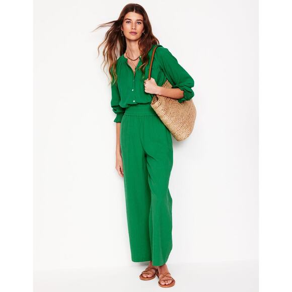 Boden Women’s Size 8 Cheesecloth Wide Leg Cropped Pants Double Cloth - Picture 1 of 6